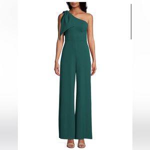 BLACK- Betsy & Adam
One Shoulder Tie Jumpsuit in Black